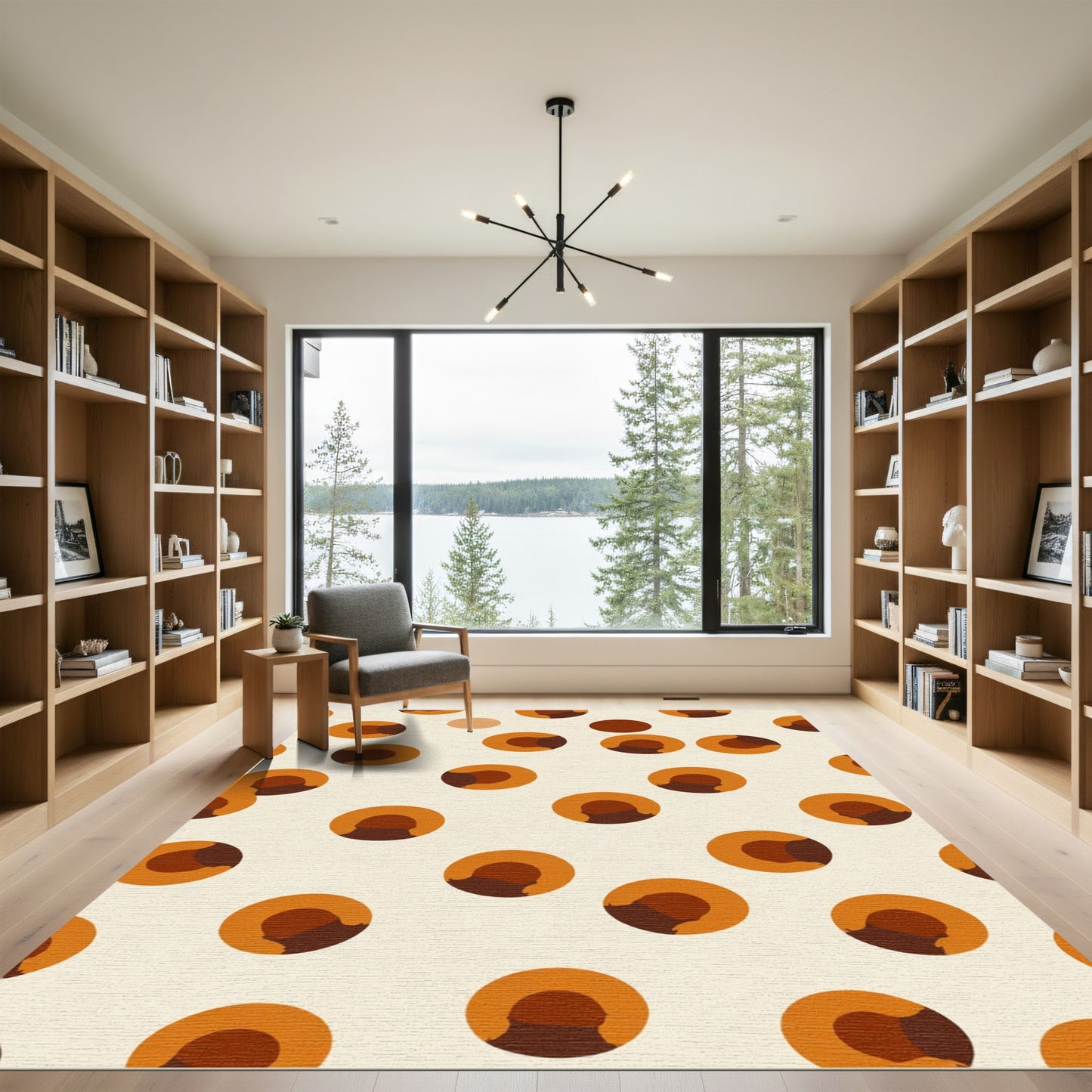 Orange Earth Tone Abstract Circles Rug
