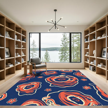 Coral Abstract Organic Forms Rug