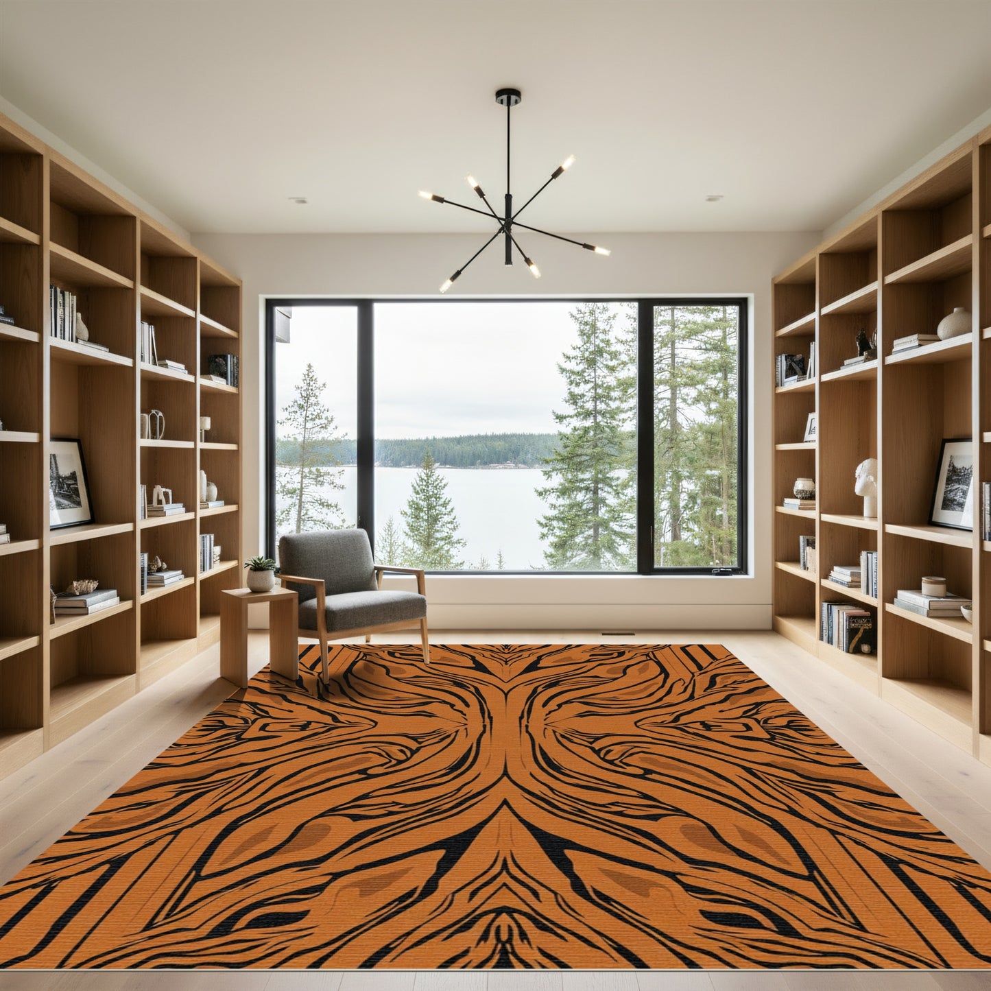 Bold Orange Tiger Stripe Organic Rug