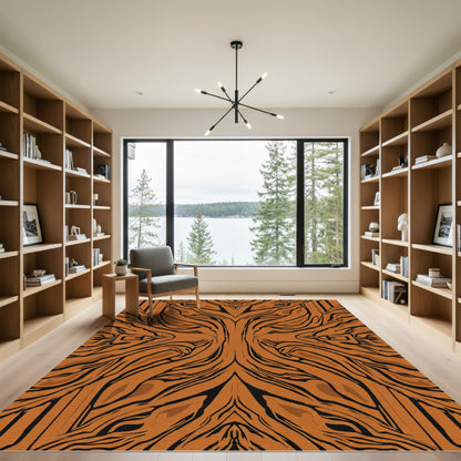 Bold Orange Tiger Stripe Organic Rug