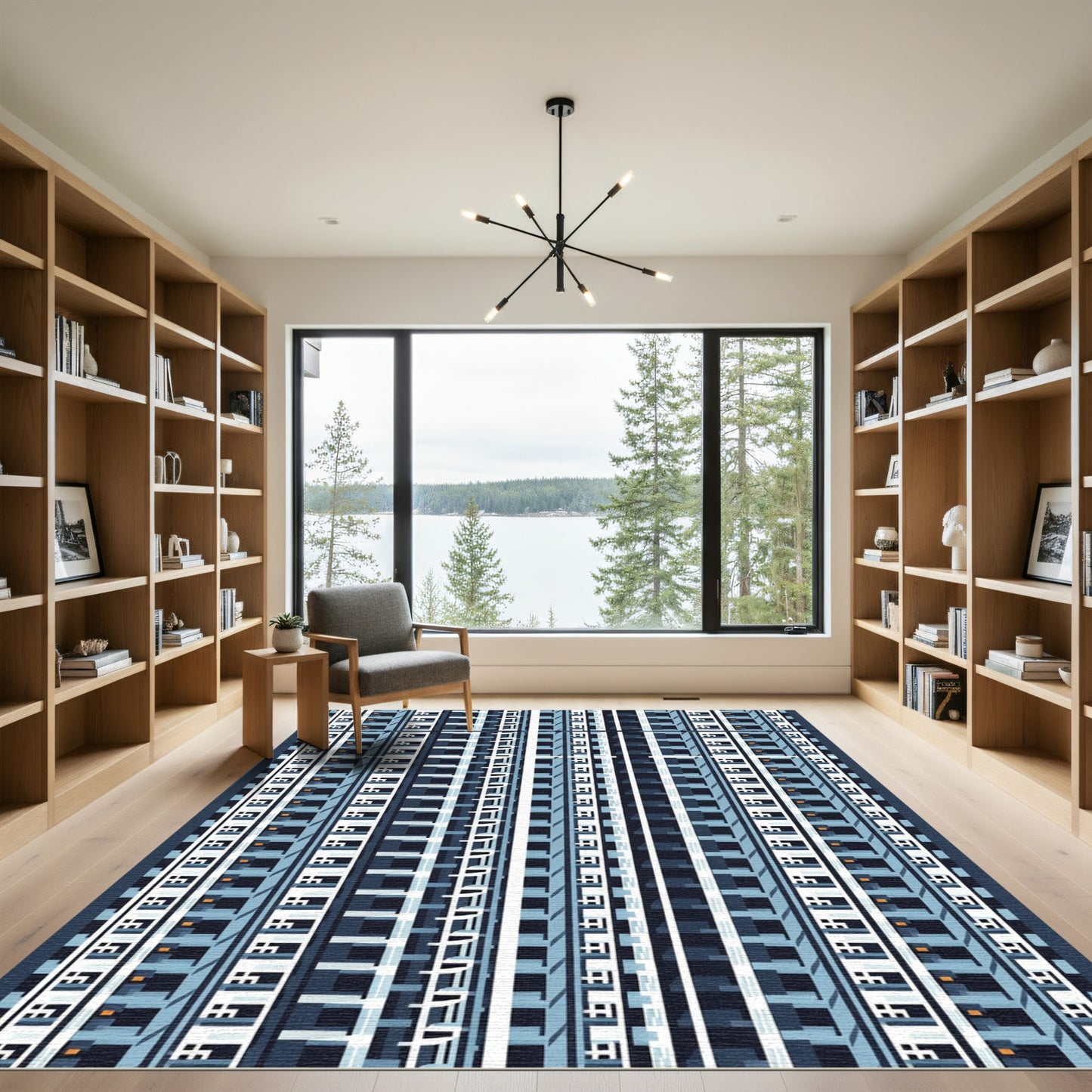 Modern Blue Highrise Geometric Rug