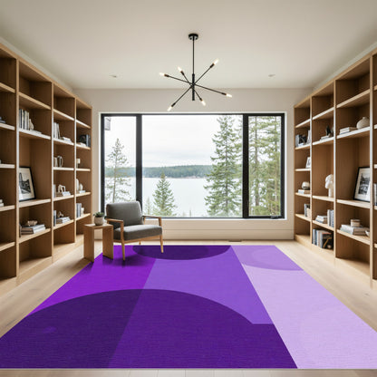 Vibrant Purple Circles Geometric Abstraction Rug