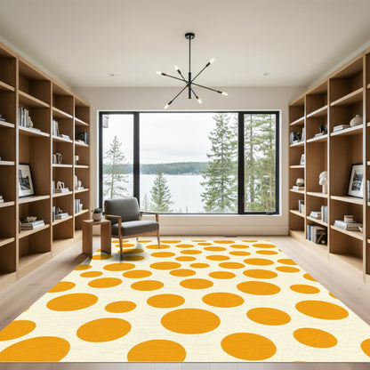 Orange Circles Polka Dot Background Rug