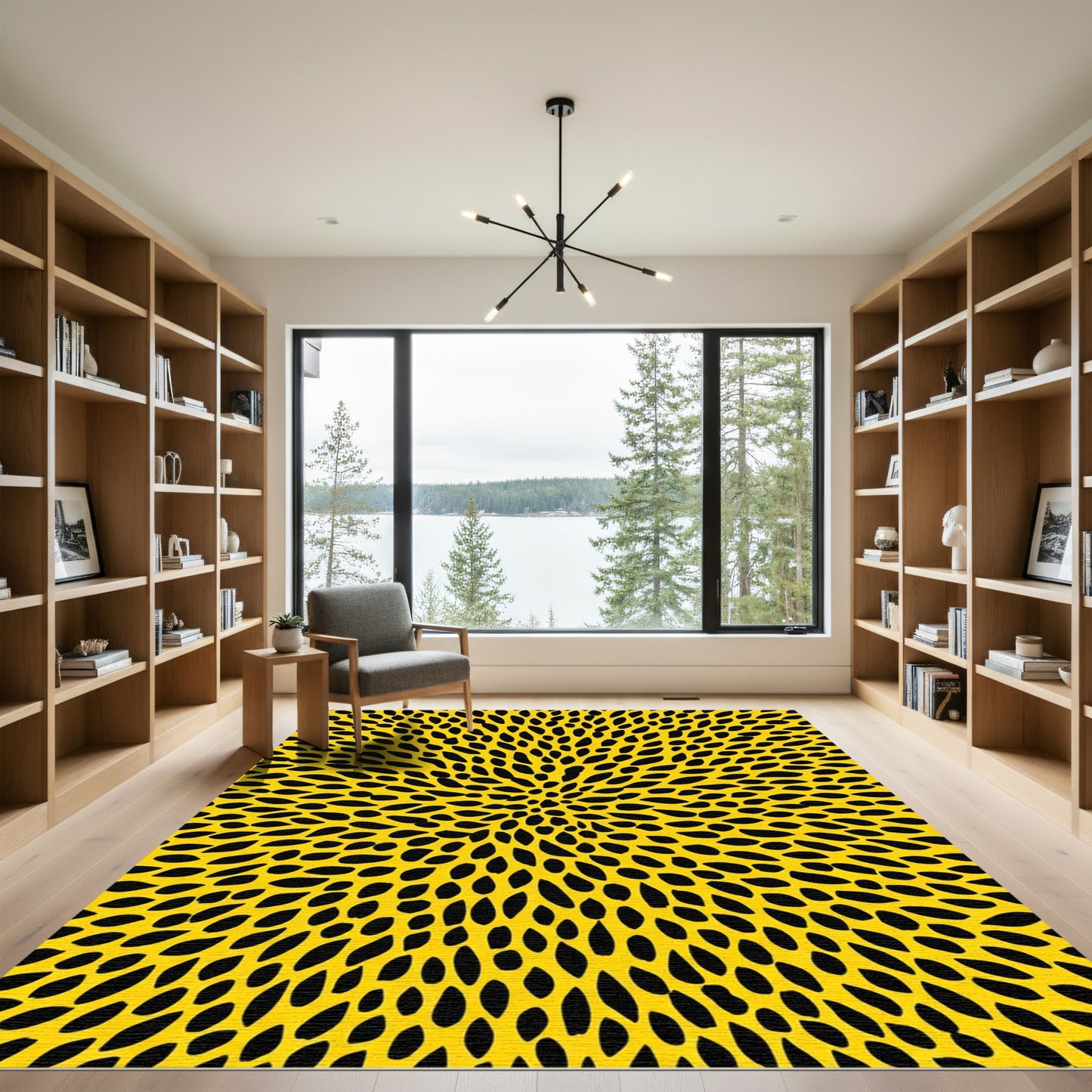 Bold Yellow Petals Bursting Abstract Rug