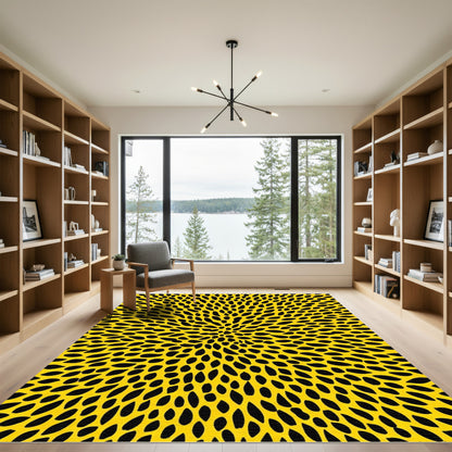 Bold Yellow Petals Bursting Abstract Rug