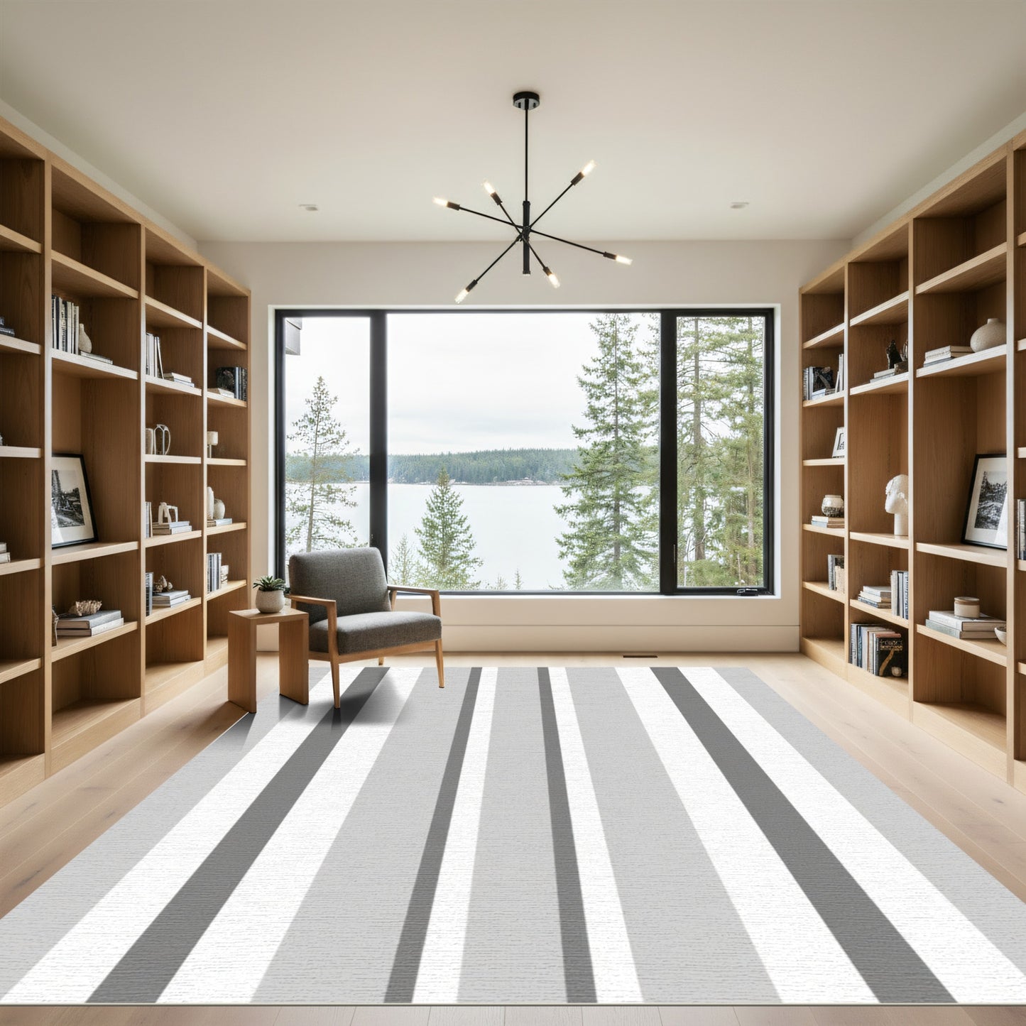Shades of Gray Vertical Stripe Rug