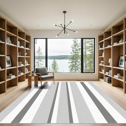 Shades of Gray Vertical Stripe Rug