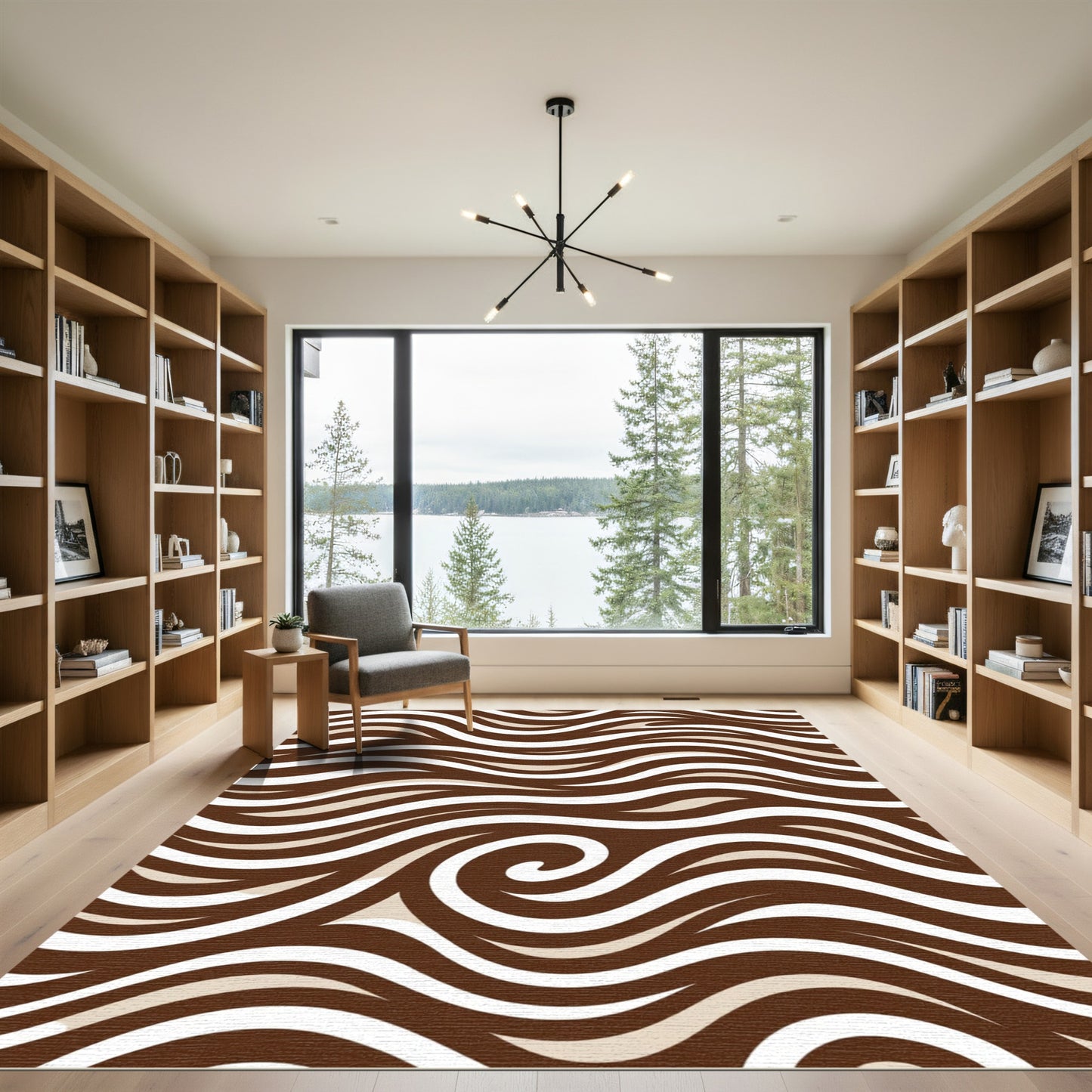 Rich Chocolate Waves Swirl Rug
