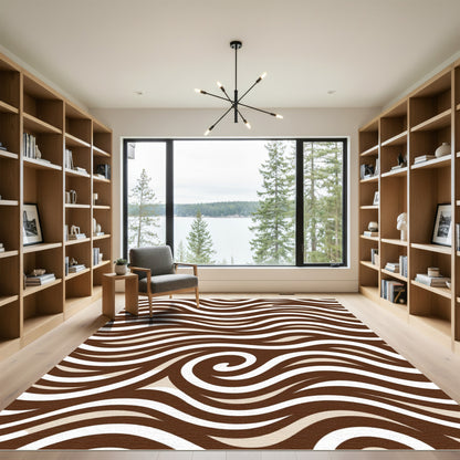 Rich Chocolate Waves Swirl Rug