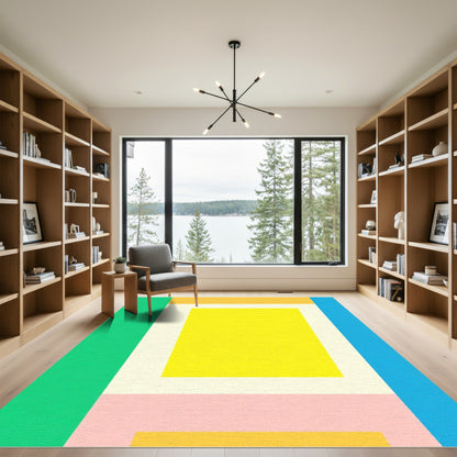 Bold Geometric Color Block Rug