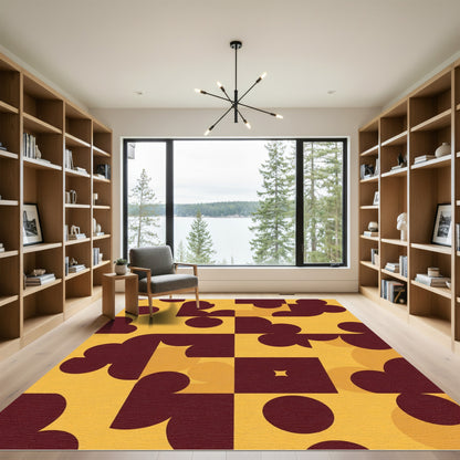 Retro Geometric Ochre Cloud Rug