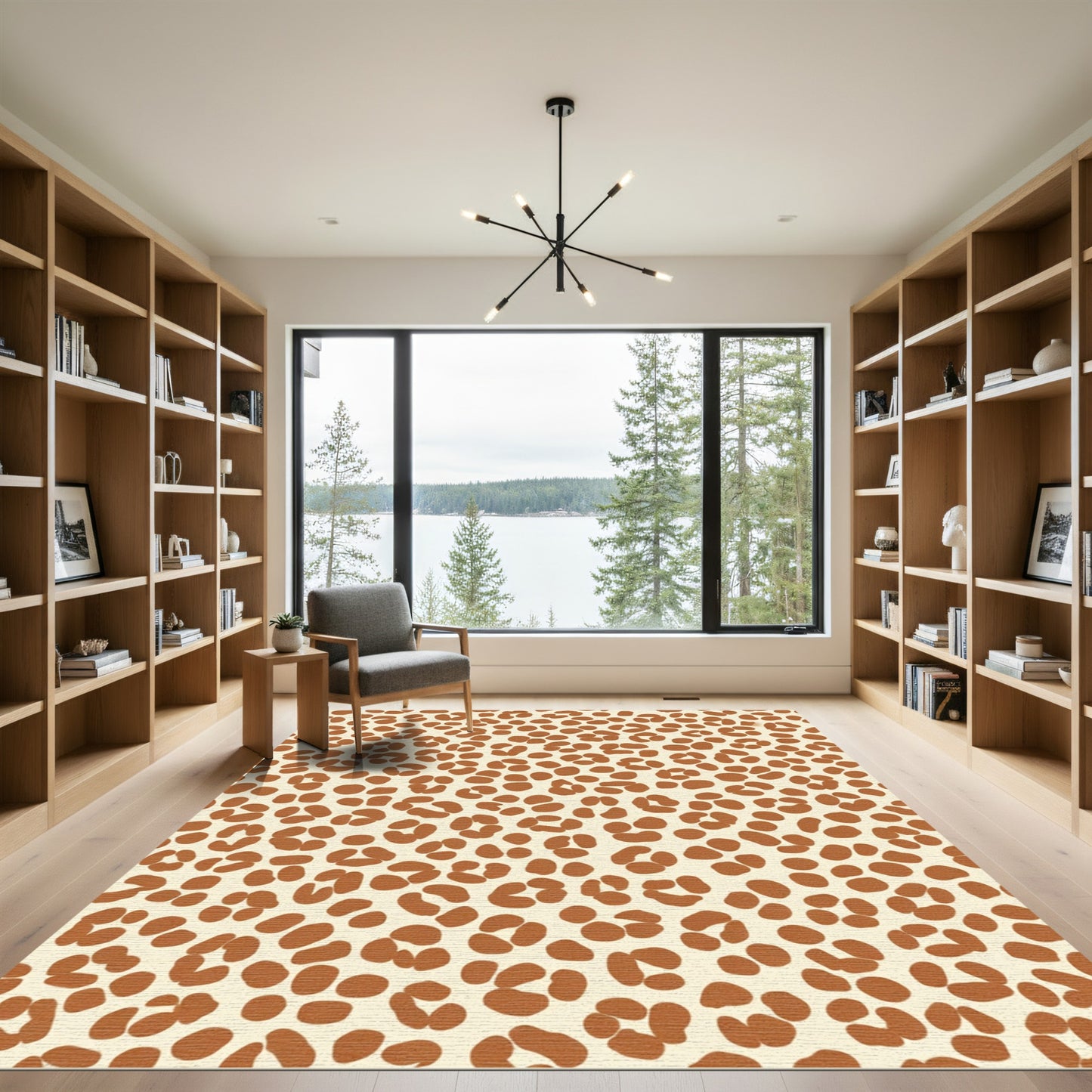 Brown Cream Leopard Spots Throw Rug