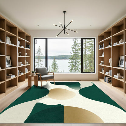 Emerald Gold Amorphous Organic Flow Rug