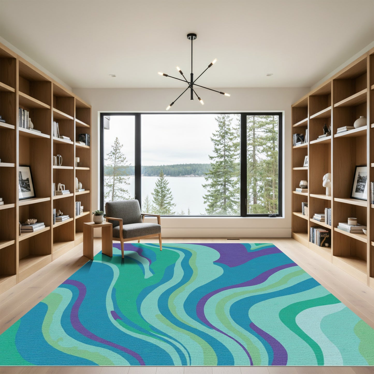 Oceanic Swirl Blue Green Purple Rug