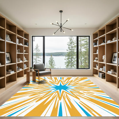 Energetic Golden Burst Starburst Rug