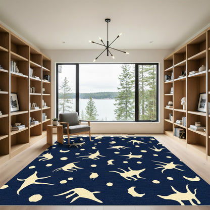 Navy Sky Cream Starburst Creatures Rug