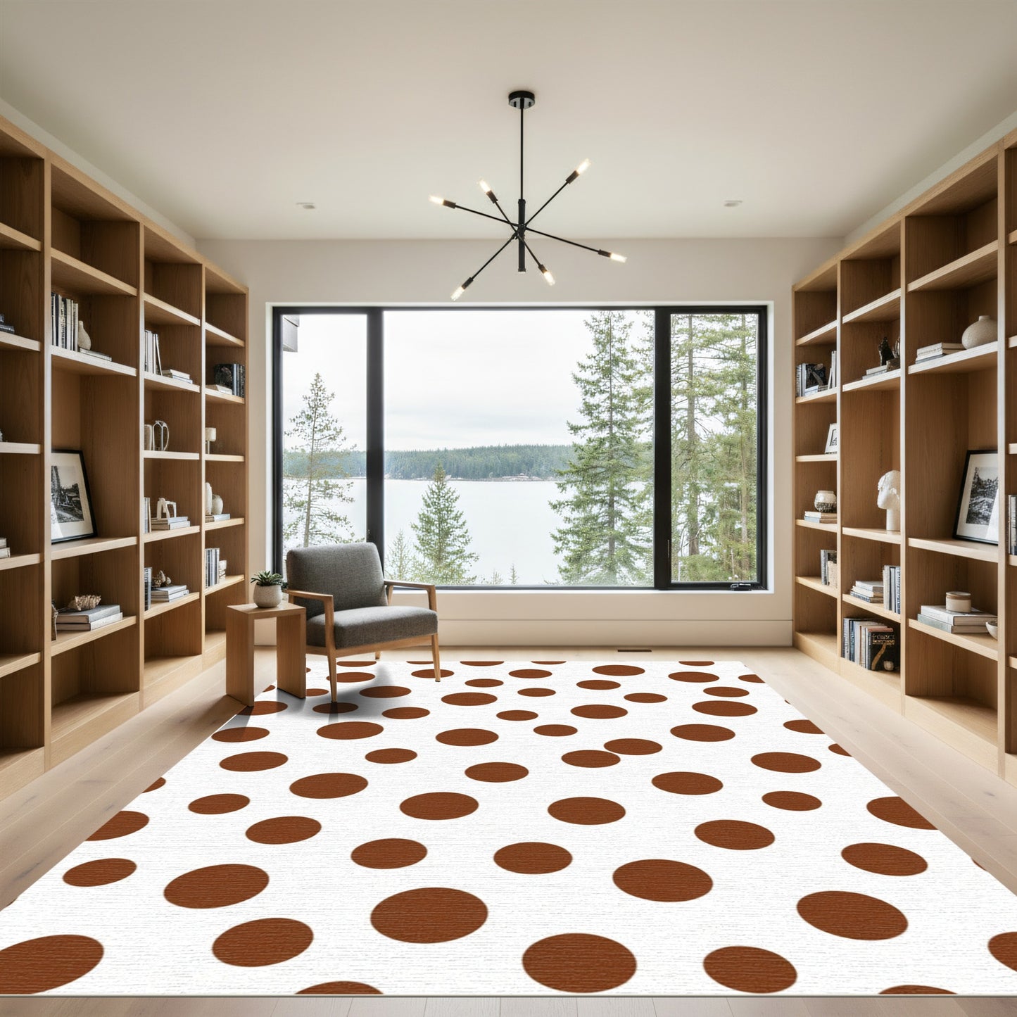 Brown Dot Scatter Circles Rug