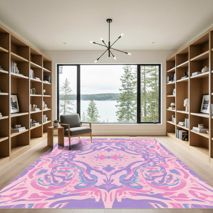Pastel Psychedelic Swirl Medallion Rug