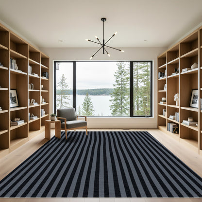 Dark Gray Vertical Stripe Design Rug