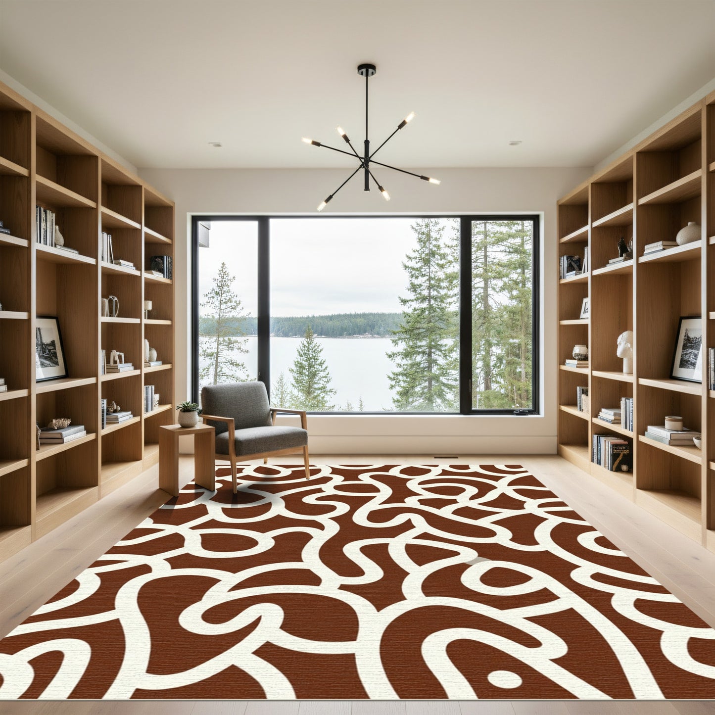 Chocolate Cream Swirl Flow Rug