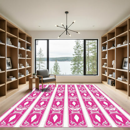 Hot Pink Vertical Ornamental Diamond Rug