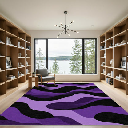 Amethyst Purple Wavy Layered Abstraction Rug