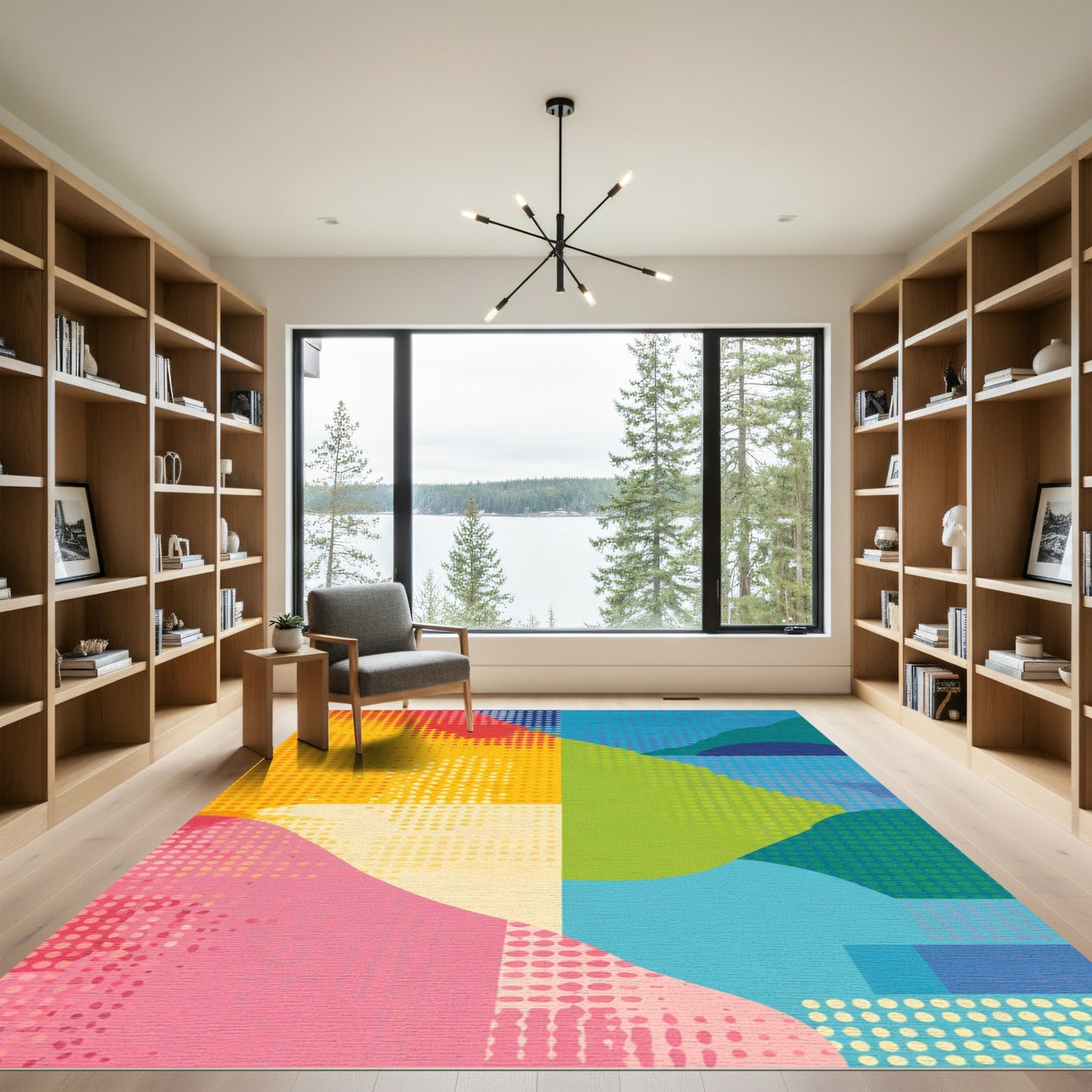 Vibrant Abstract Color Block Dot Rug