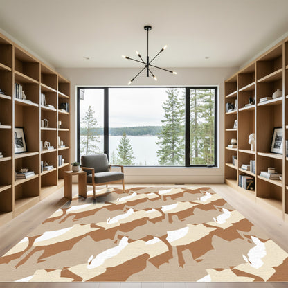 Abstract Camouflage Terracotta Cream Shapes Rug