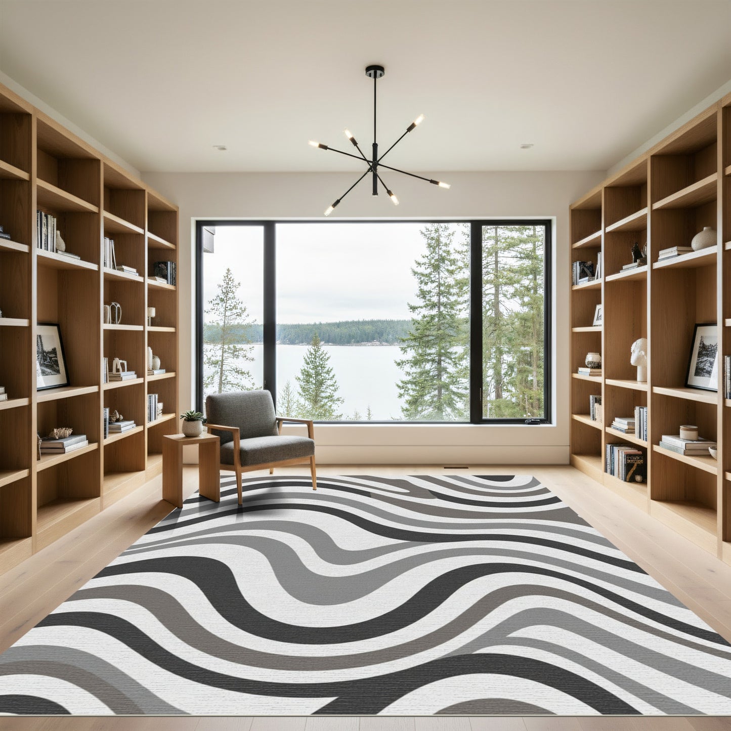 Gray Monochrome Swirls Rug