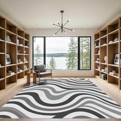 Gray Monochrome Swirls Rug
