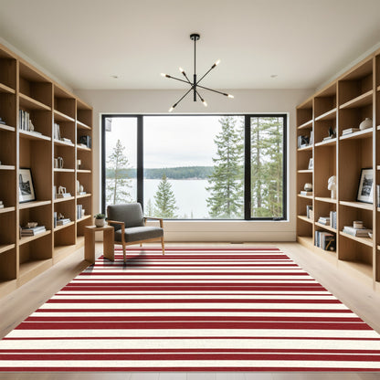 Classic Red White Stripe Rug