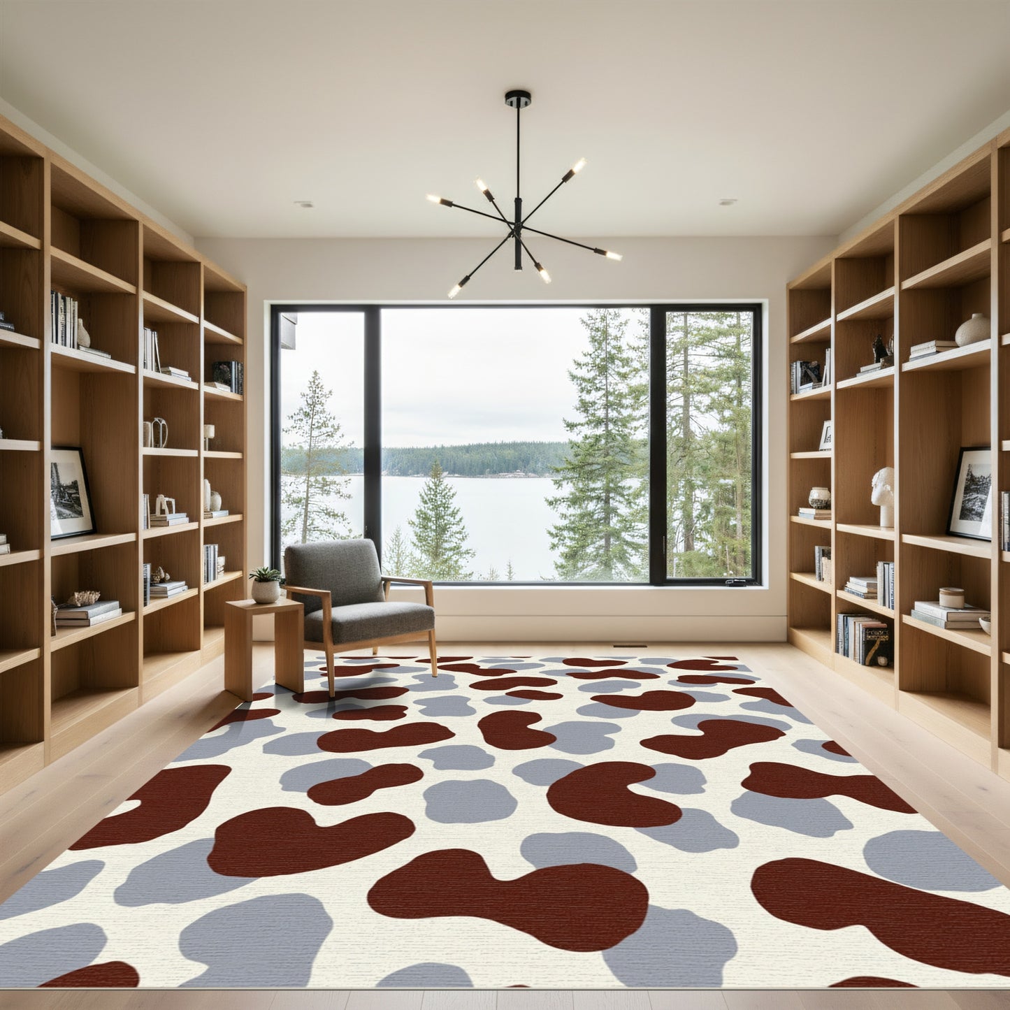 Brown Grey Blotchy Tonal Patchwork Rug