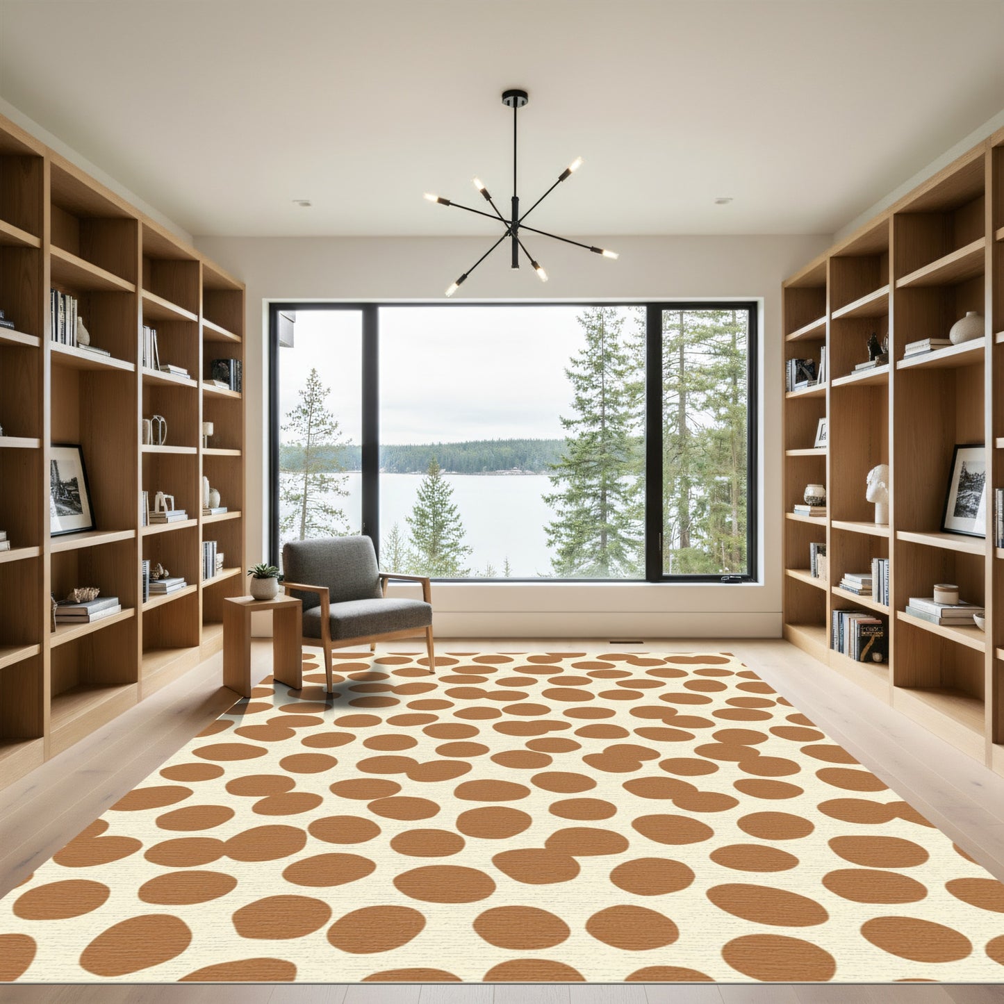 Brown Ochre Irregular Circles Rug