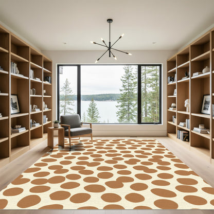 Brown Ochre Irregular Circles Rug