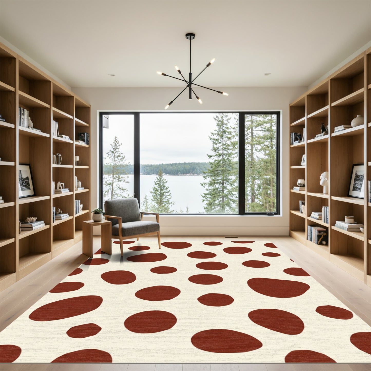 Cream Brown Polka Dot Splash Rug