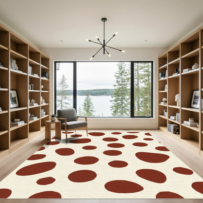 Cream Brown Polka Dot Splash Rug