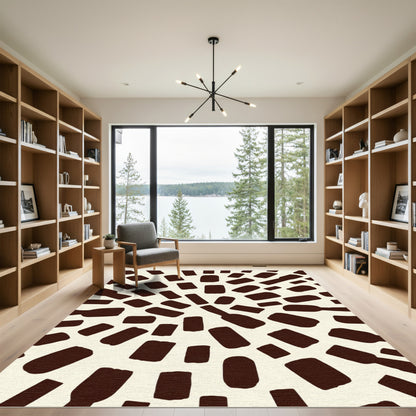 Brown Abstract Scattered Rectangles Rug