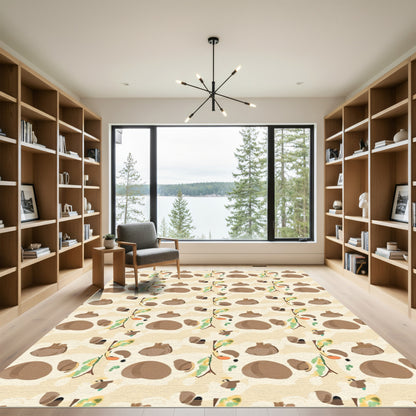 Whimsical Beige Folk Art Garland Rug