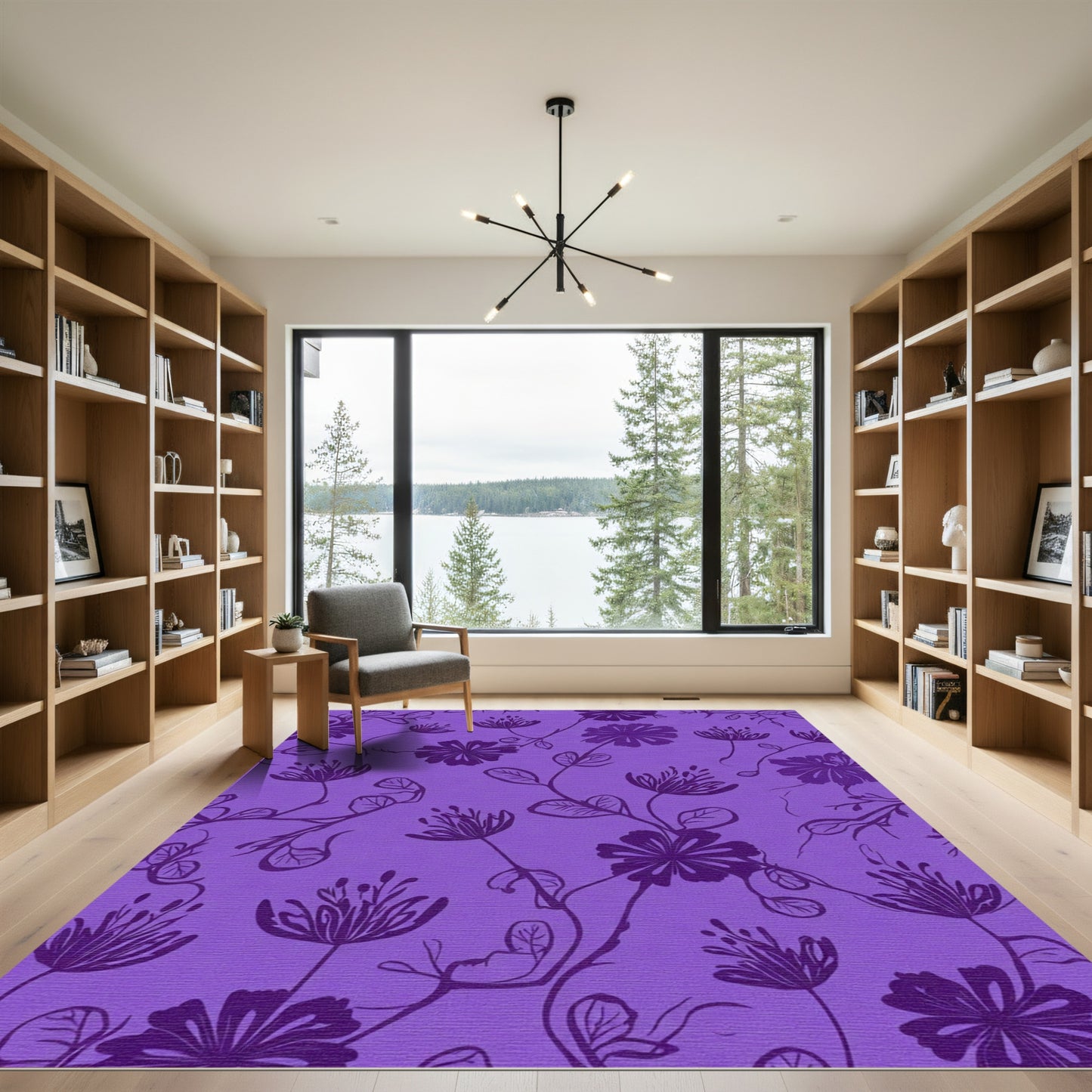 Purple Floral Vine Pattern Rug