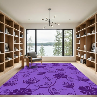 Purple Floral Vine Pattern Rug