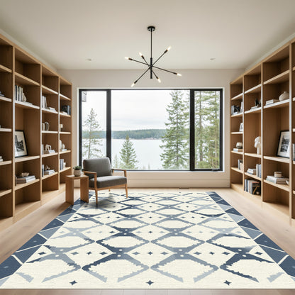 Blue Ivory Diamond Stairs Rug