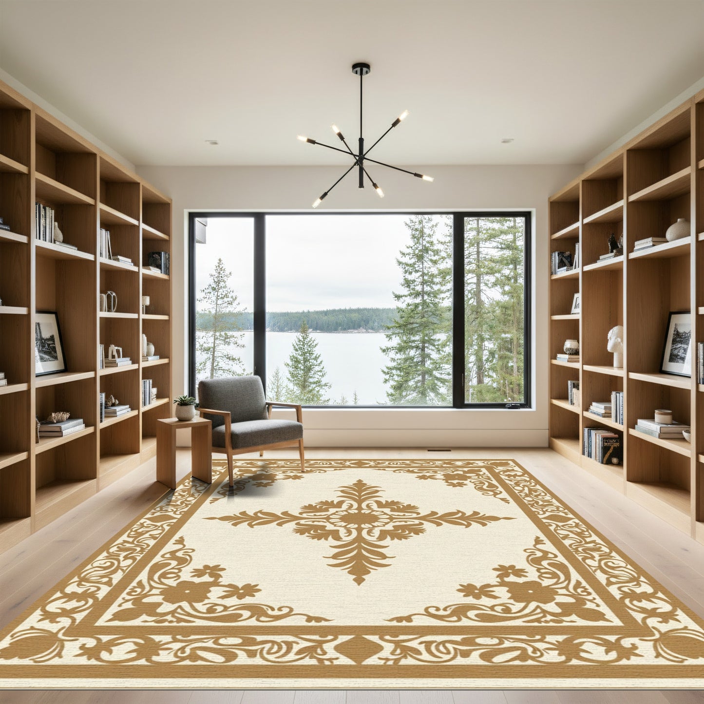 Opulent Floral Crested Centerpiece Rug