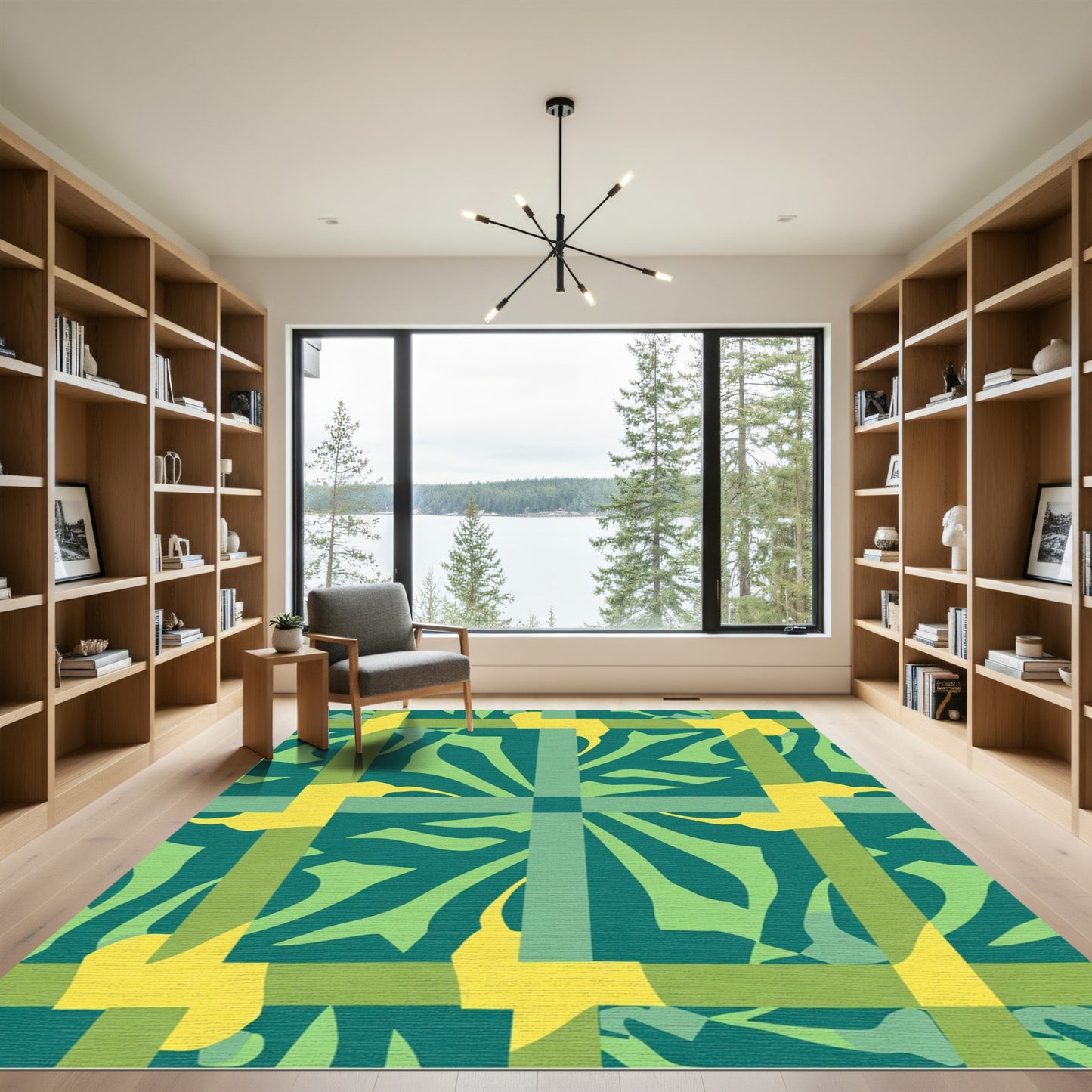 Teal Jade Yellow Geometric Abstract Rug