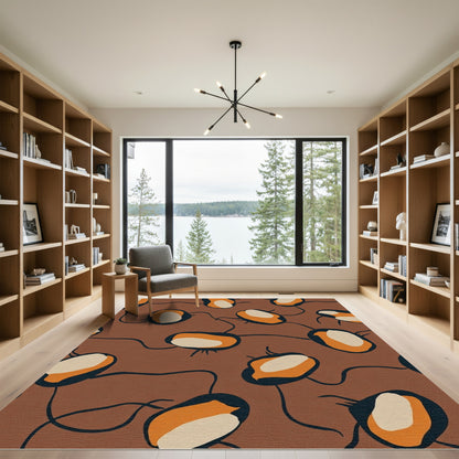 Abstract Earthy Orange Bean Cluster Rug