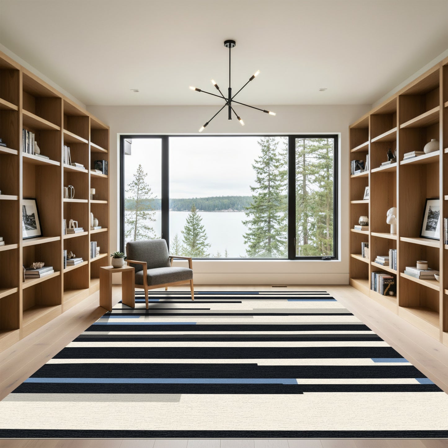 Modern Abstract Horizontal Stripe Rug