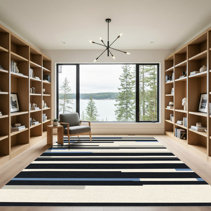 Modern Abstract Horizontal Stripe Rug