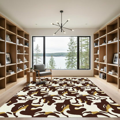Brown Tan Abstract Organic Flow Rug