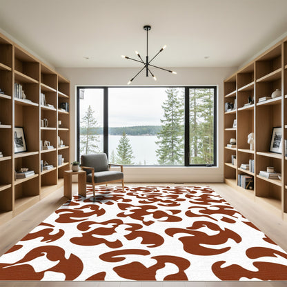Brown Organic Swirl Overlay Rug