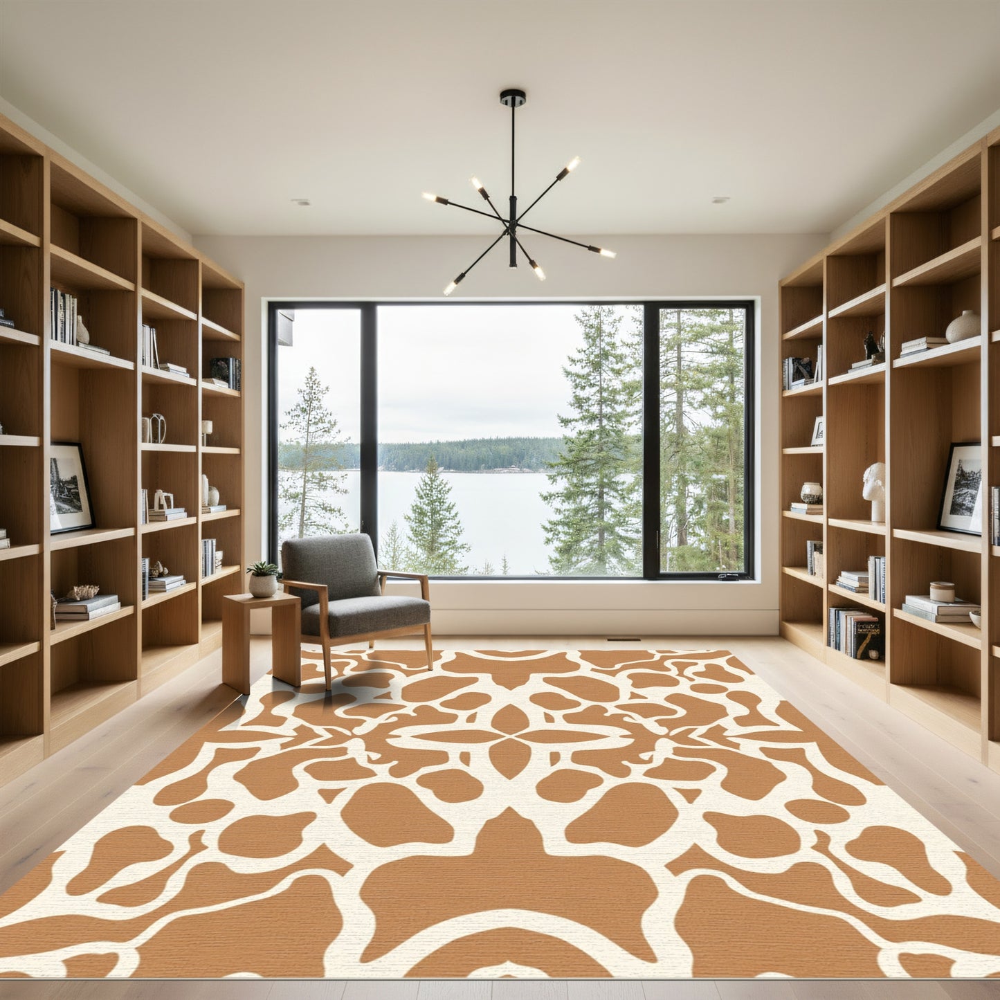 Brown White Organic Bloom Mandala Rug