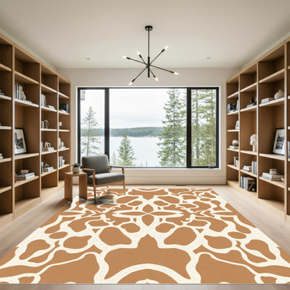 Brown White Organic Bloom Mandala Rug